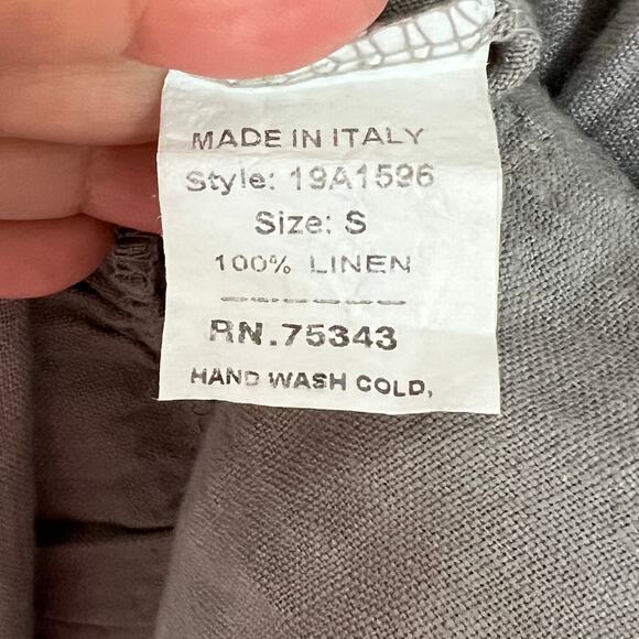 Francesca Bettini Linen Short Sleeve V-Neck Tiered Mini Dress Women's Small Gray - Picture 5 of 5